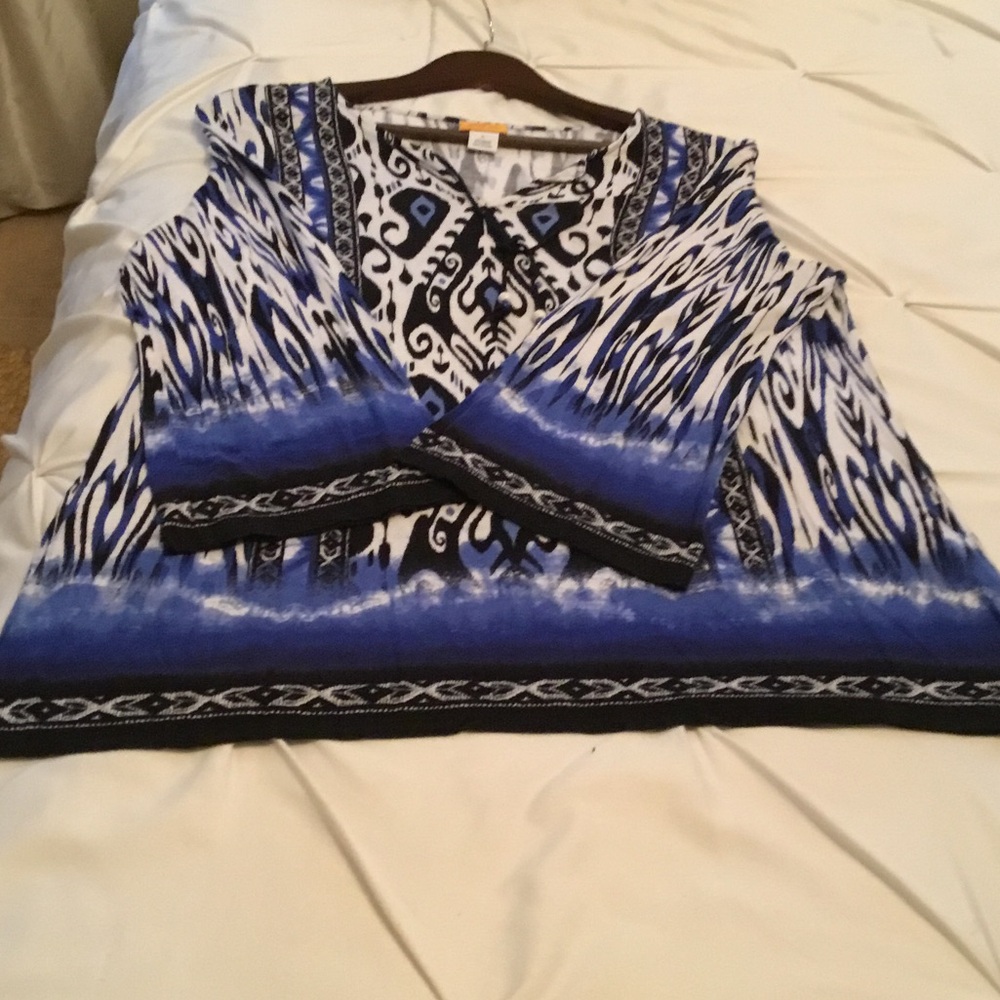 Ruby Rd. Blue and Black Abstract Tunic - Picture 4 of 4